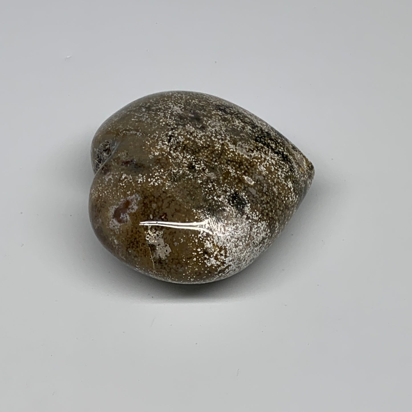 0.72 lbs, 3x3.3"x1.6" Ocean Jasper Heart Polished Healing Crystal, B30940