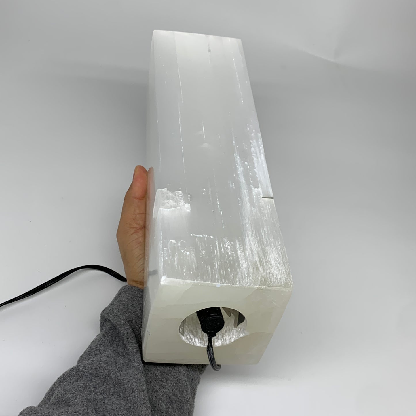 10.6 lbs. 11.5"x3.4", Rectangle Selenite (Satin Spar) Lamp, w/6ft Chord, B35838