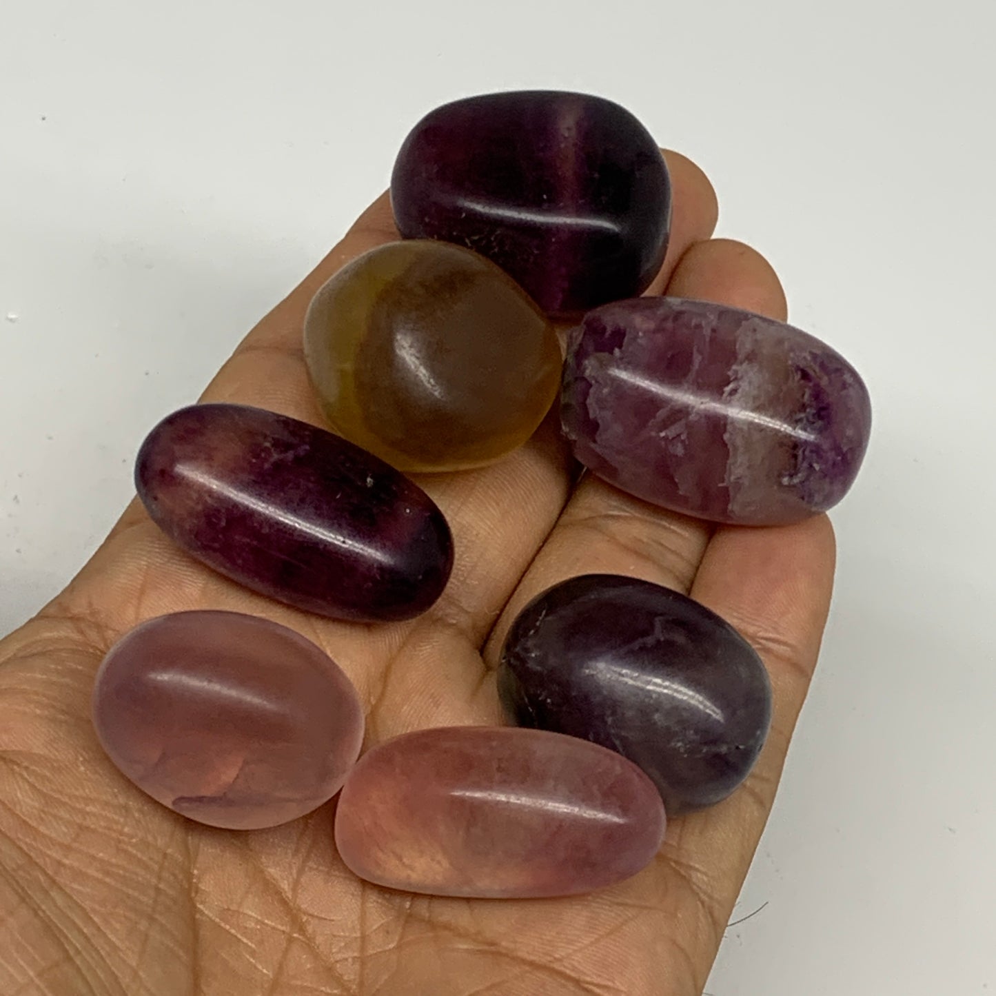 146.6g, 1"-1.3", 7pcs, Multi Color Fluorite Crystal Tumbled Stones, B28729