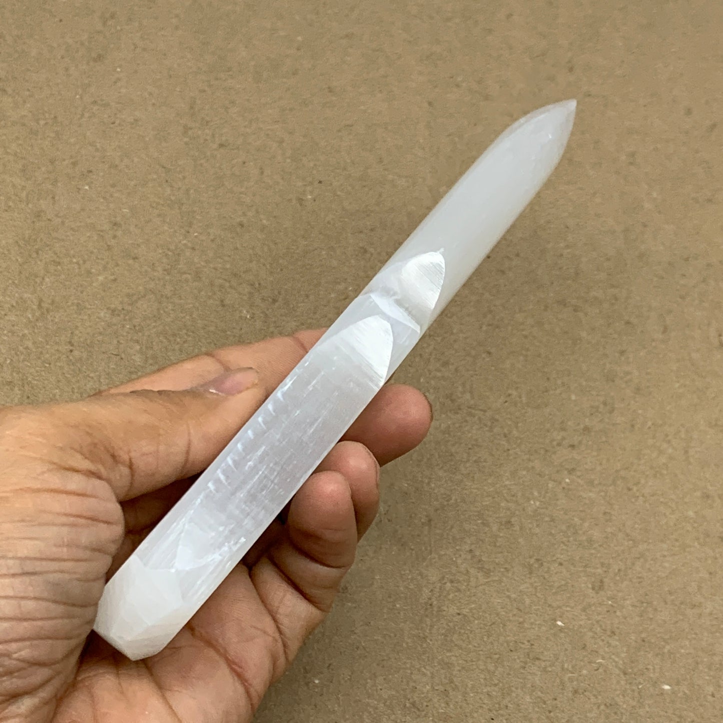 145g, 7.5"x1.2"x0.6", Natural Selenite Crystal Dagger (Satin Spar), B36462