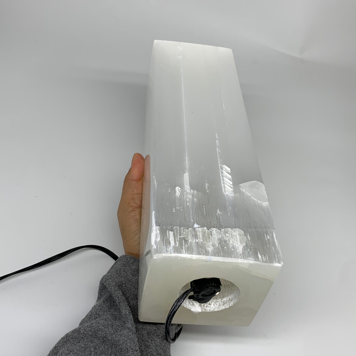 10.6 lbs. 11.5"x3.4", Rectangle Selenite (Satin Spar) Lamp, w/6ft Chord, B35838