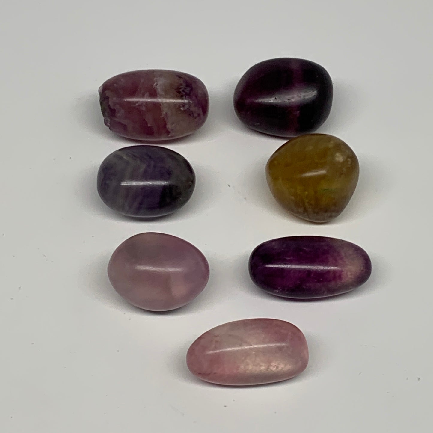 146.6g, 1"-1.3", 7pcs, Multi Color Fluorite Crystal Tumbled Stones, B28729