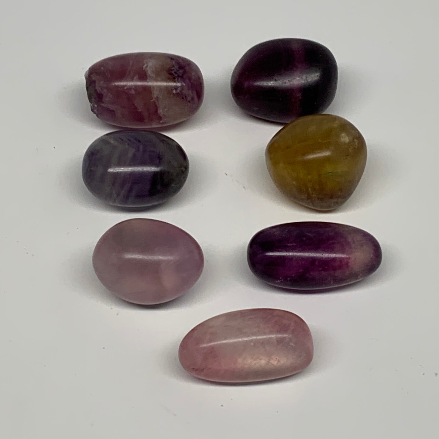 146.6g, 1"-1.3", 7pcs, Multi Color Fluorite Crystal Tumbled Stones, B28729