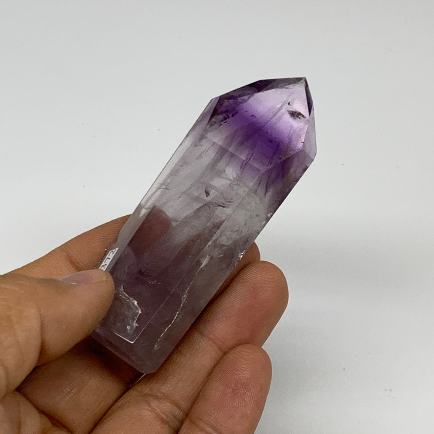 60.8g, 3.1"x1.1"x0.6", Natural Amethyst Tower Point Obelisk @Brazil, B32372