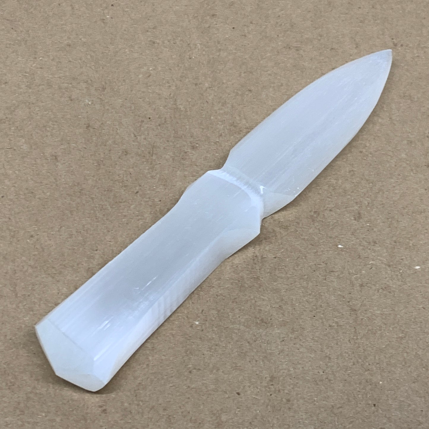 145g, 7.5"x1.2"x0.6", Natural Selenite Crystal Dagger (Satin Spar), B36462