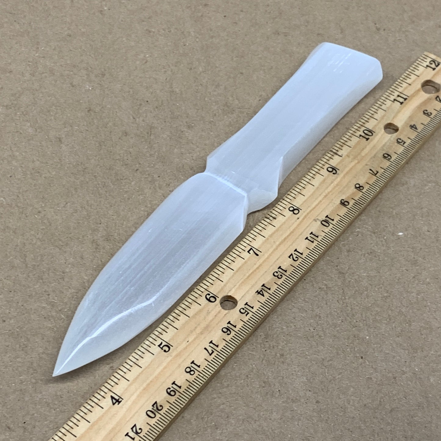 145g, 7.5"x1.2"x0.6", Natural Selenite Crystal Dagger (Satin Spar), B36462