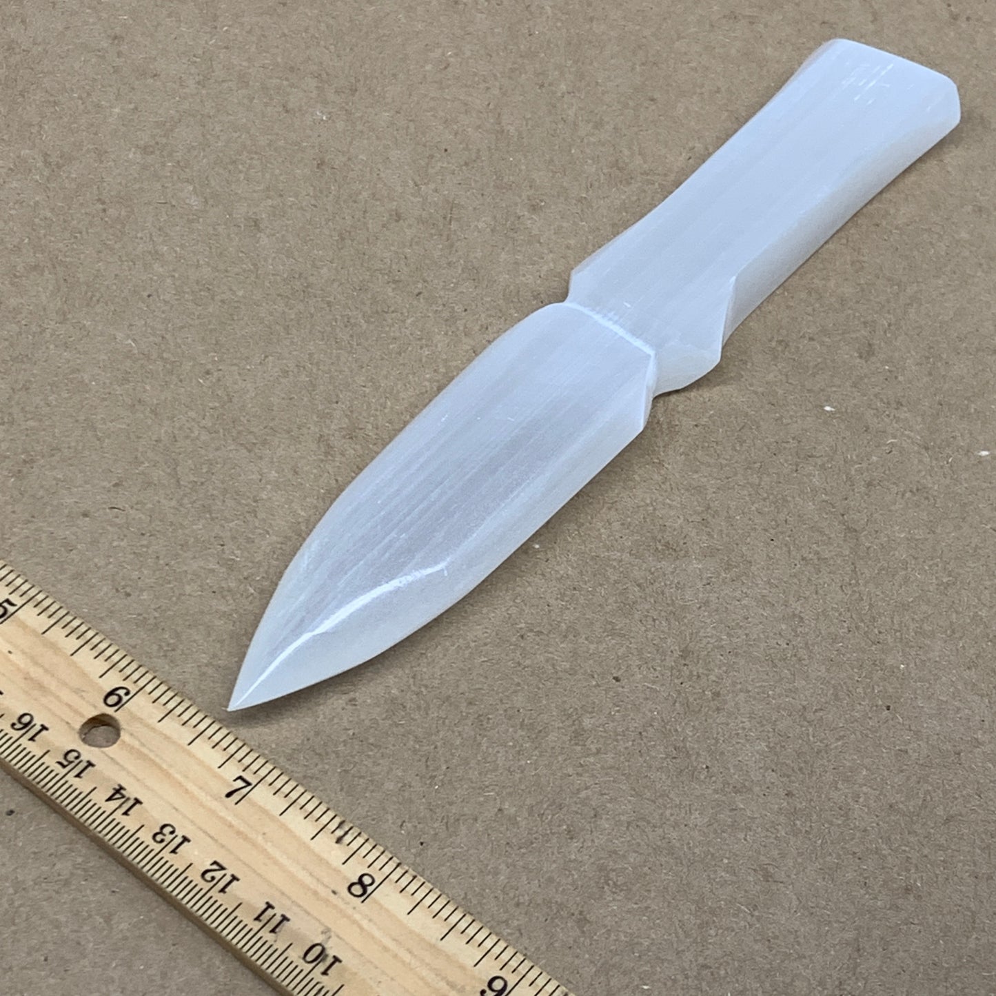 145g, 7.5"x1.2"x0.6", Natural Selenite Crystal Dagger (Satin Spar), B36462