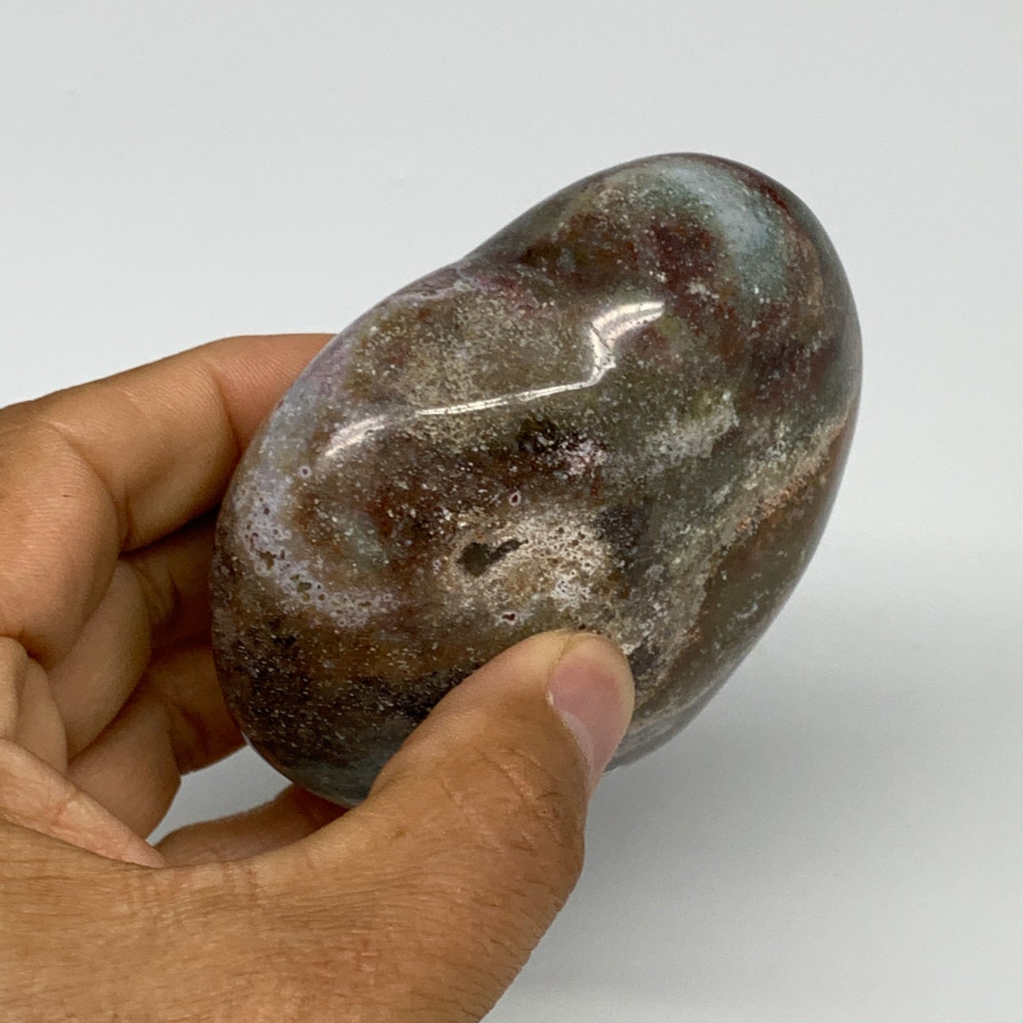 0.67 lbs, 3"x3.3"x1.3" Ocean Jasper Heart Polished Healing Crystal, B30941