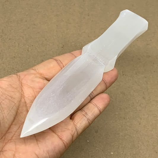 157g, 7.5"x1.3"x0.6", Natural Selenite Crystal Dagger (Satin Spar), B36463