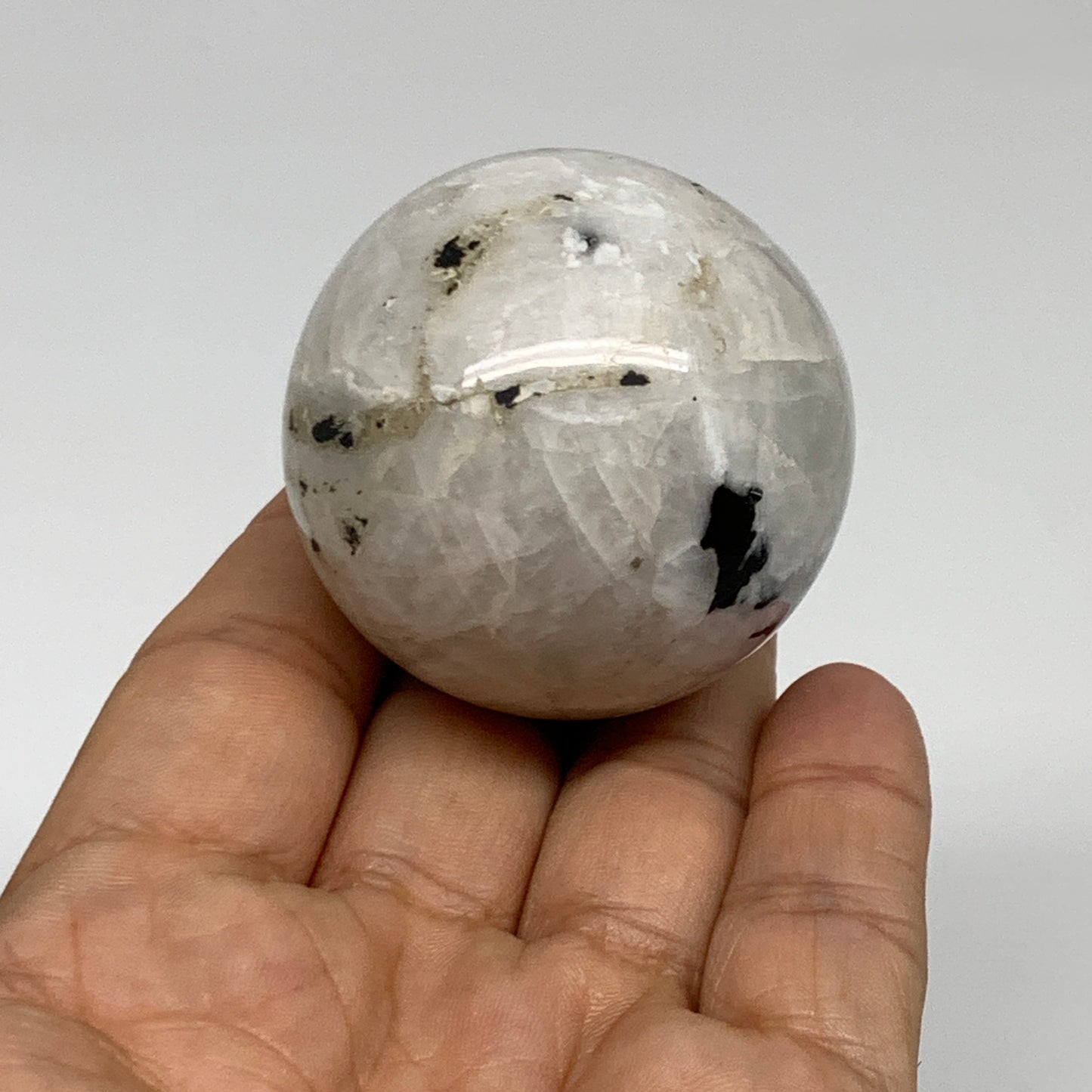 134.8g, 1.8"(46mm), Natural Rainbow Moonstone Sphere Ball Gemstone, B35178