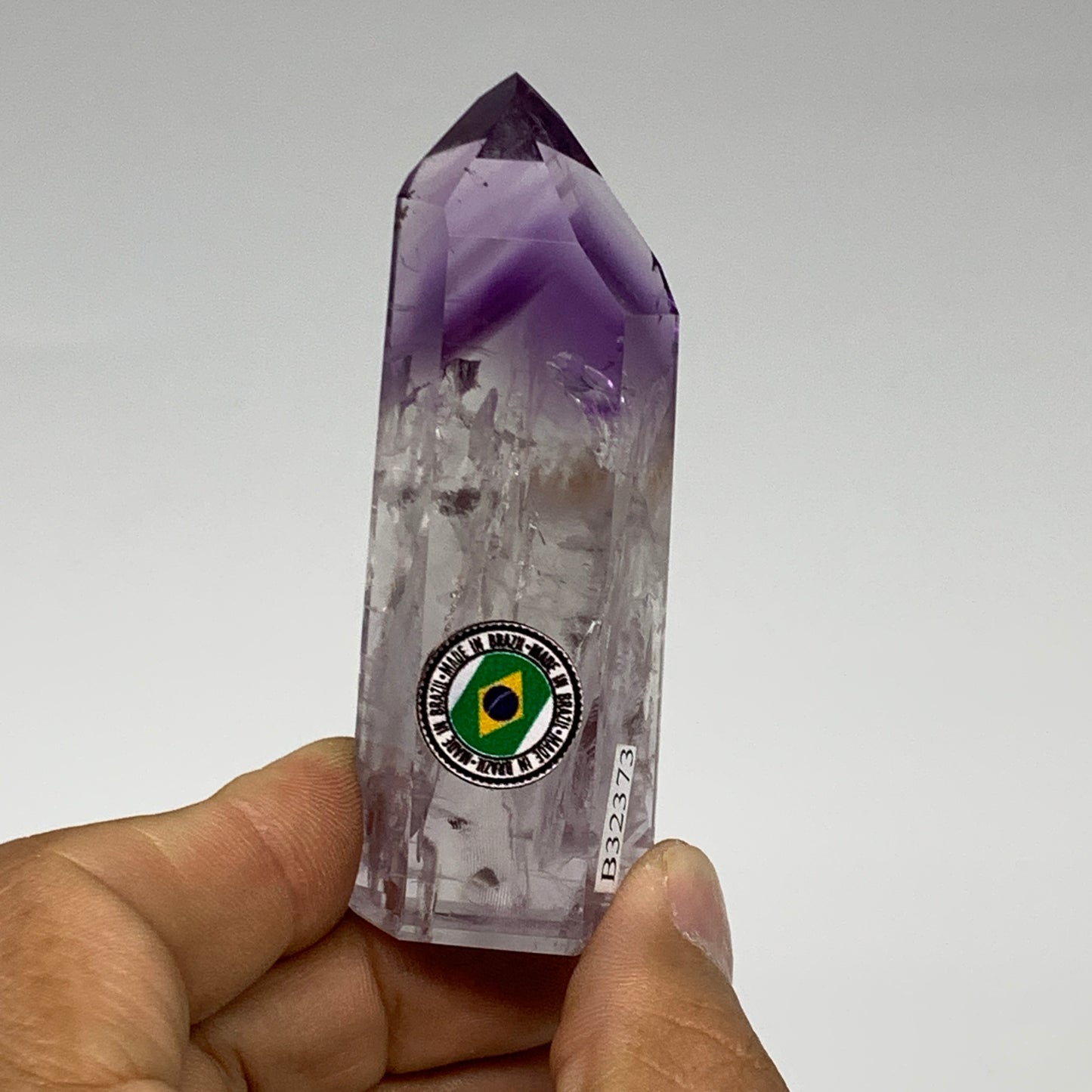 69.3g, 3"x1"x0.7", Natural Amethyst Tower Point Obelisk @Brazil, B32373