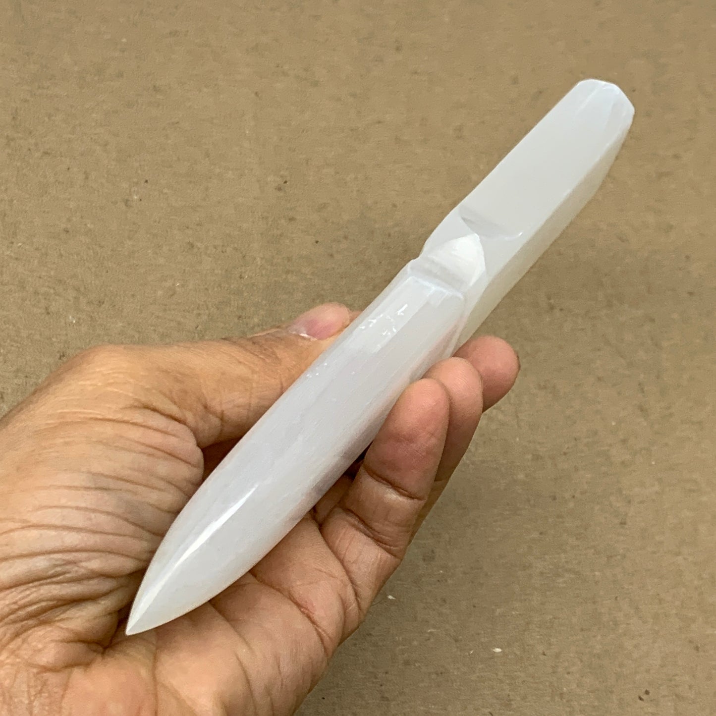 157g, 7.5"x1.3"x0.6", Natural Selenite Crystal Dagger (Satin Spar), B36463