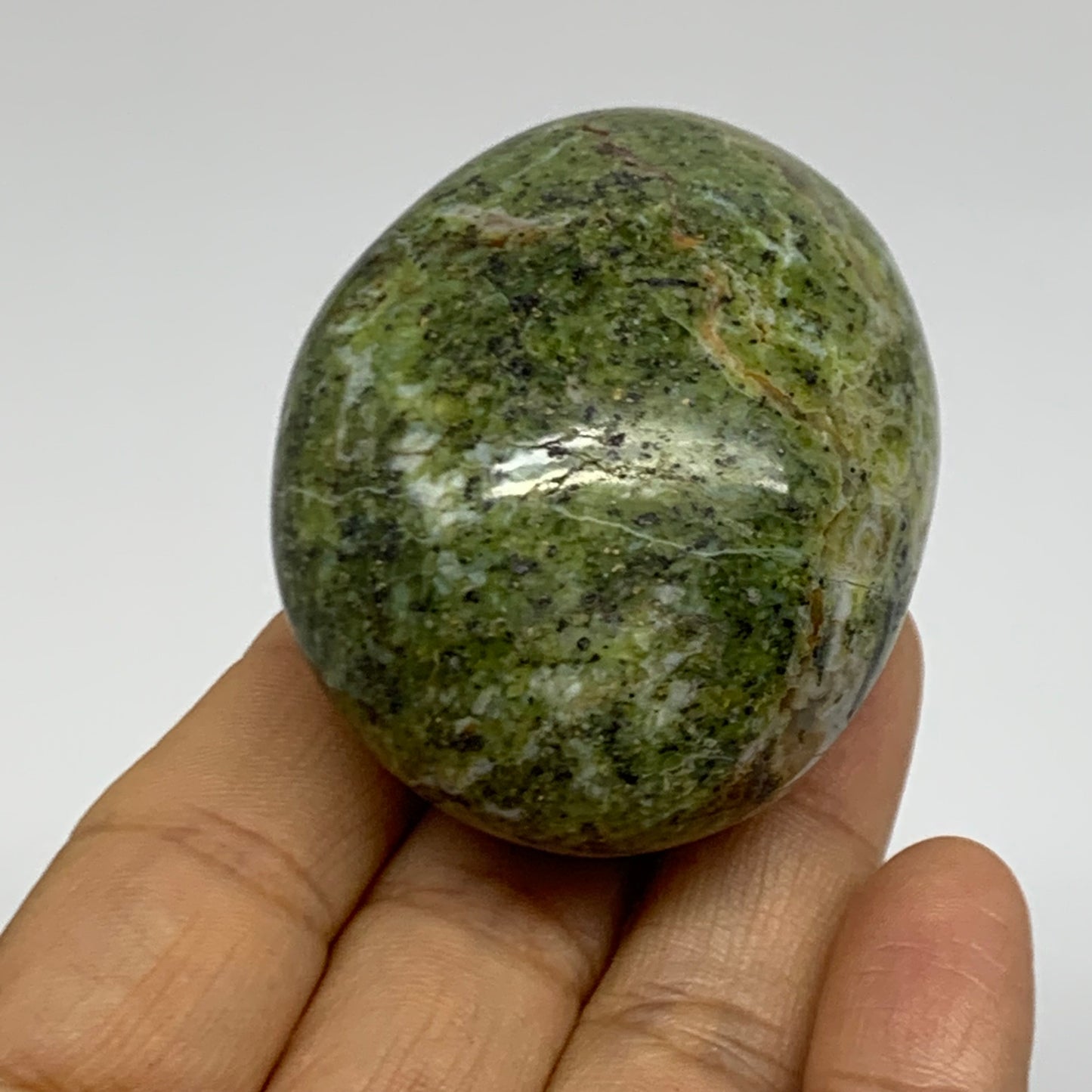 102.4g, 2.2"x1.8"x1.4", Green Opal Crystal PalmStone Polished Reiki, B38258