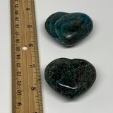 143.3g, 1.6"-1.6", 2pcs, Small Blue Apatite Heart Polished Gemstone @Madagascar,