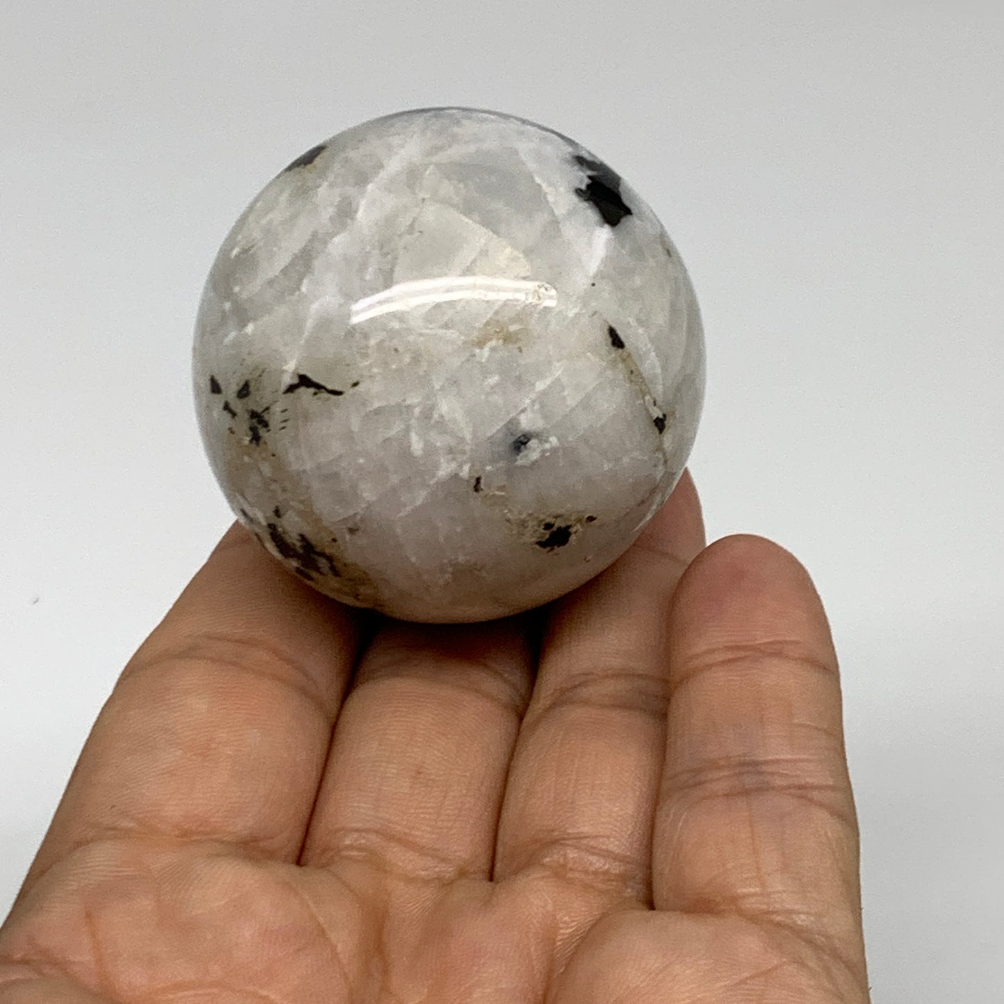 134.8g, 1.8"(46mm), Natural Rainbow Moonstone Sphere Ball Gemstone, B35178