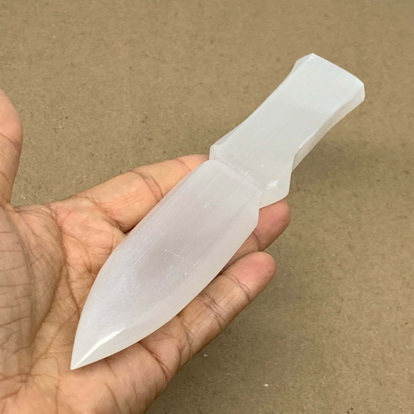 157g, 7.5"x1.3"x0.6", Natural Selenite Crystal Dagger (Satin Spar), B36463