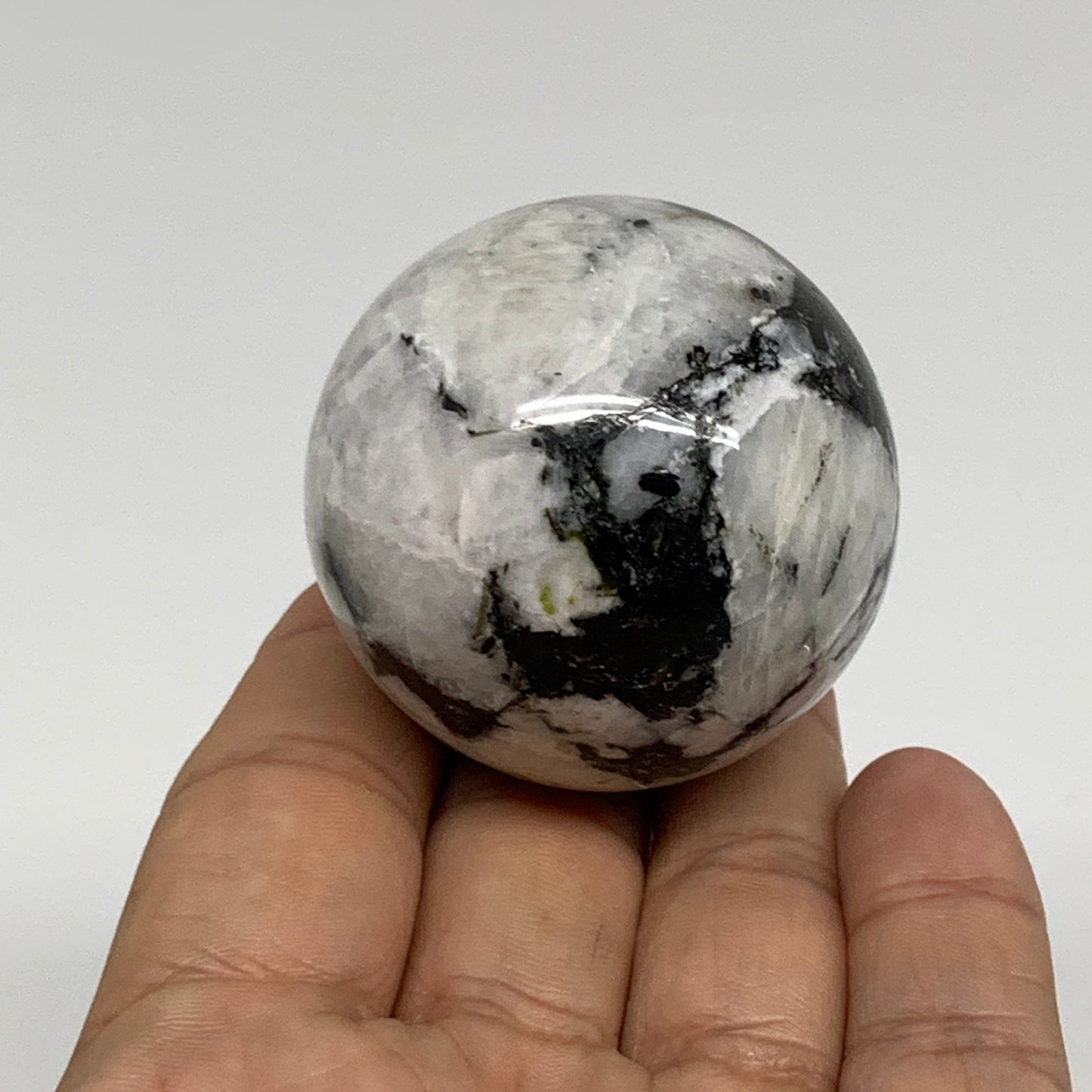 130g, 1.8"(45mm), Natural Rainbow Moonstone Sphere Ball Gemstone, B34393