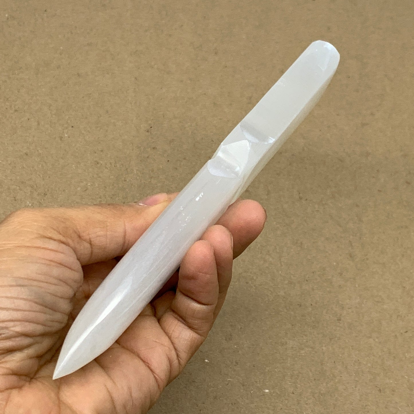157g, 7.5"x1.3"x0.6", Natural Selenite Crystal Dagger (Satin Spar), B36463