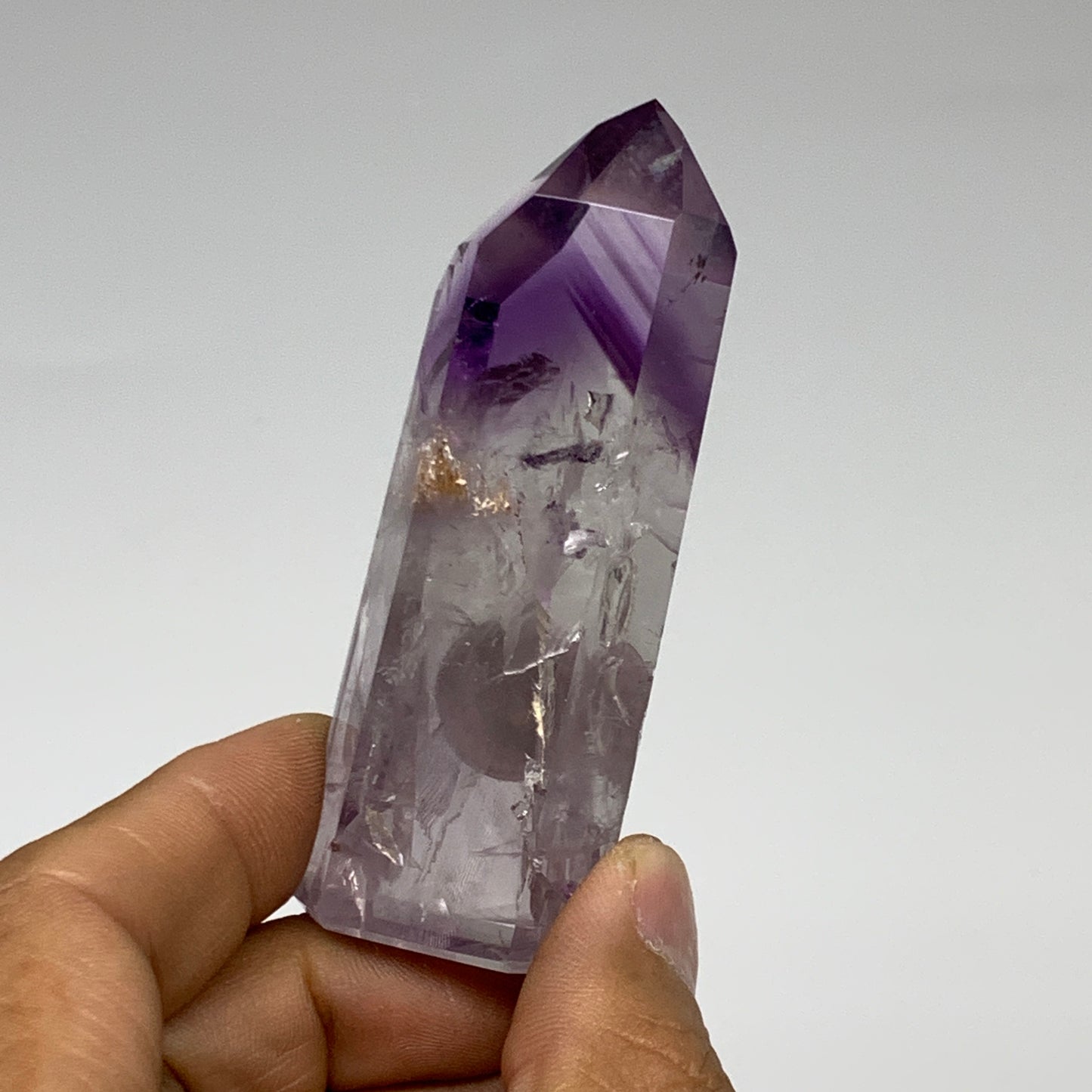 69.3g, 3"x1"x0.7", Natural Amethyst Tower Point Obelisk @Brazil, B32373