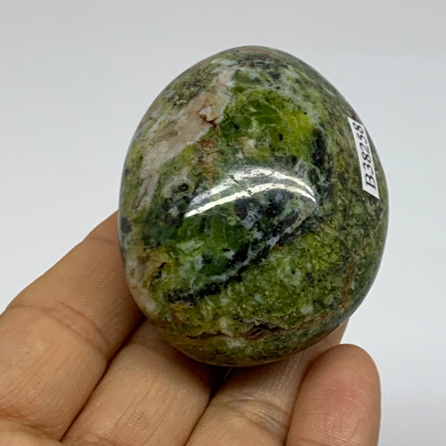 102.4g, 2.2"x1.8"x1.4", Green Opal Crystal PalmStone Polished Reiki, B38258