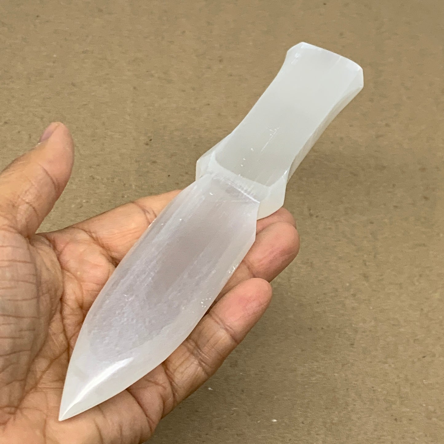 157g, 7.5"x1.3"x0.6", Natural Selenite Crystal Dagger (Satin Spar), B36463