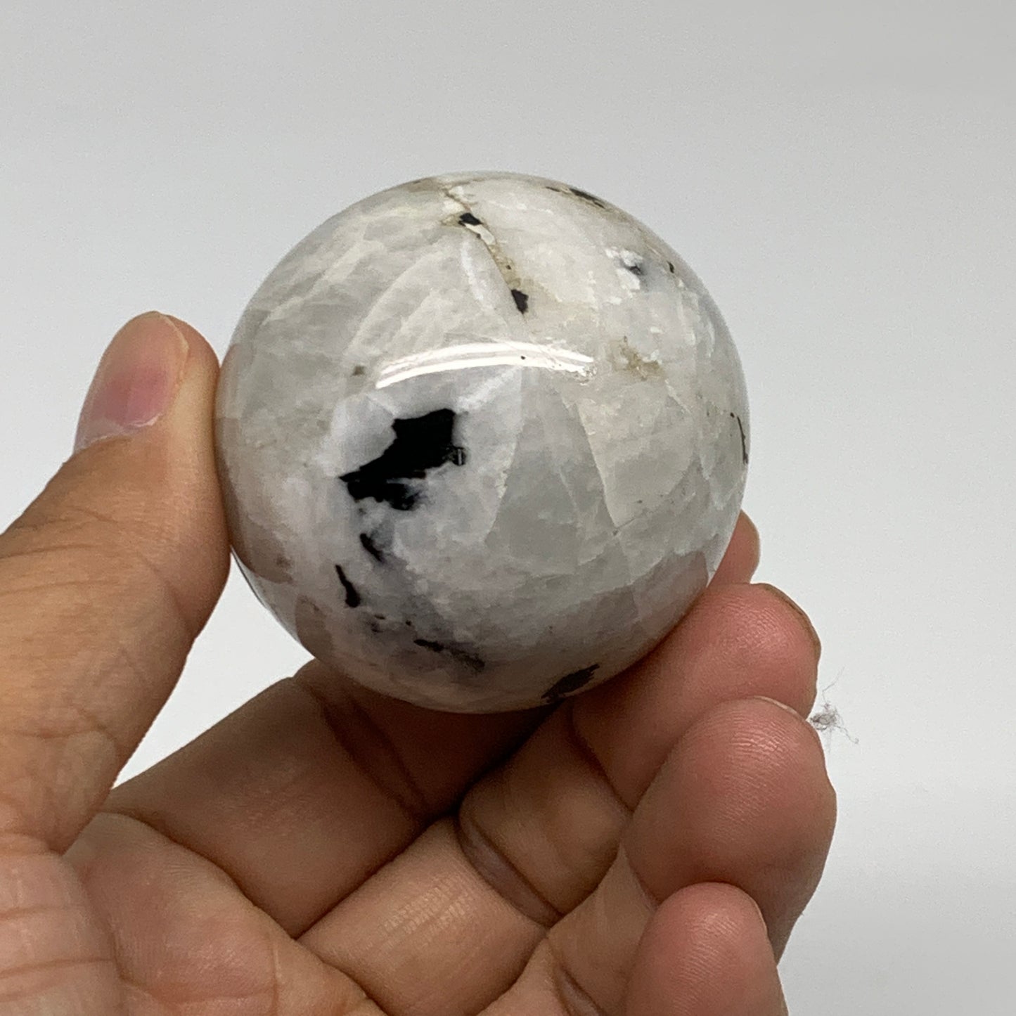 134.8g, 1.8"(46mm), Natural Rainbow Moonstone Sphere Ball Gemstone, B35178