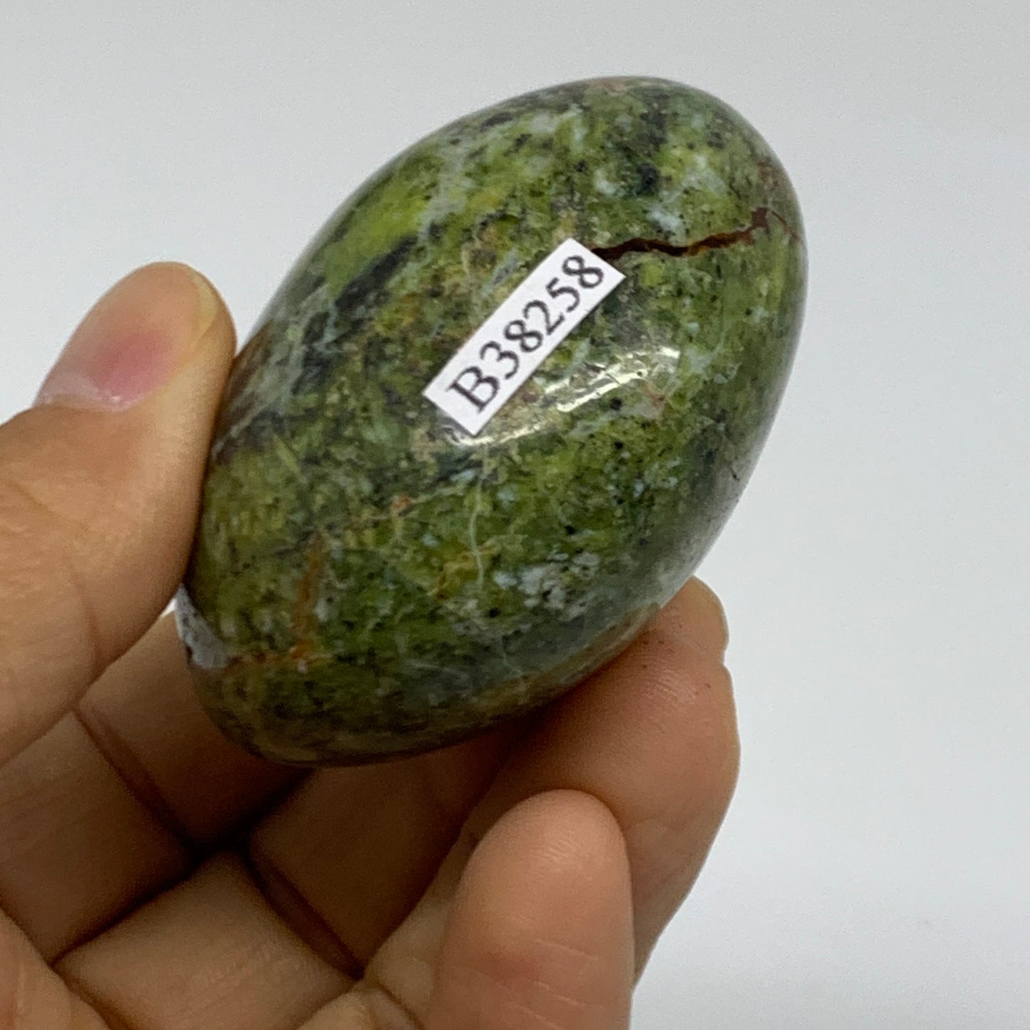 102.4g, 2.2"x1.8"x1.4", Green Opal Crystal PalmStone Polished Reiki, B38258