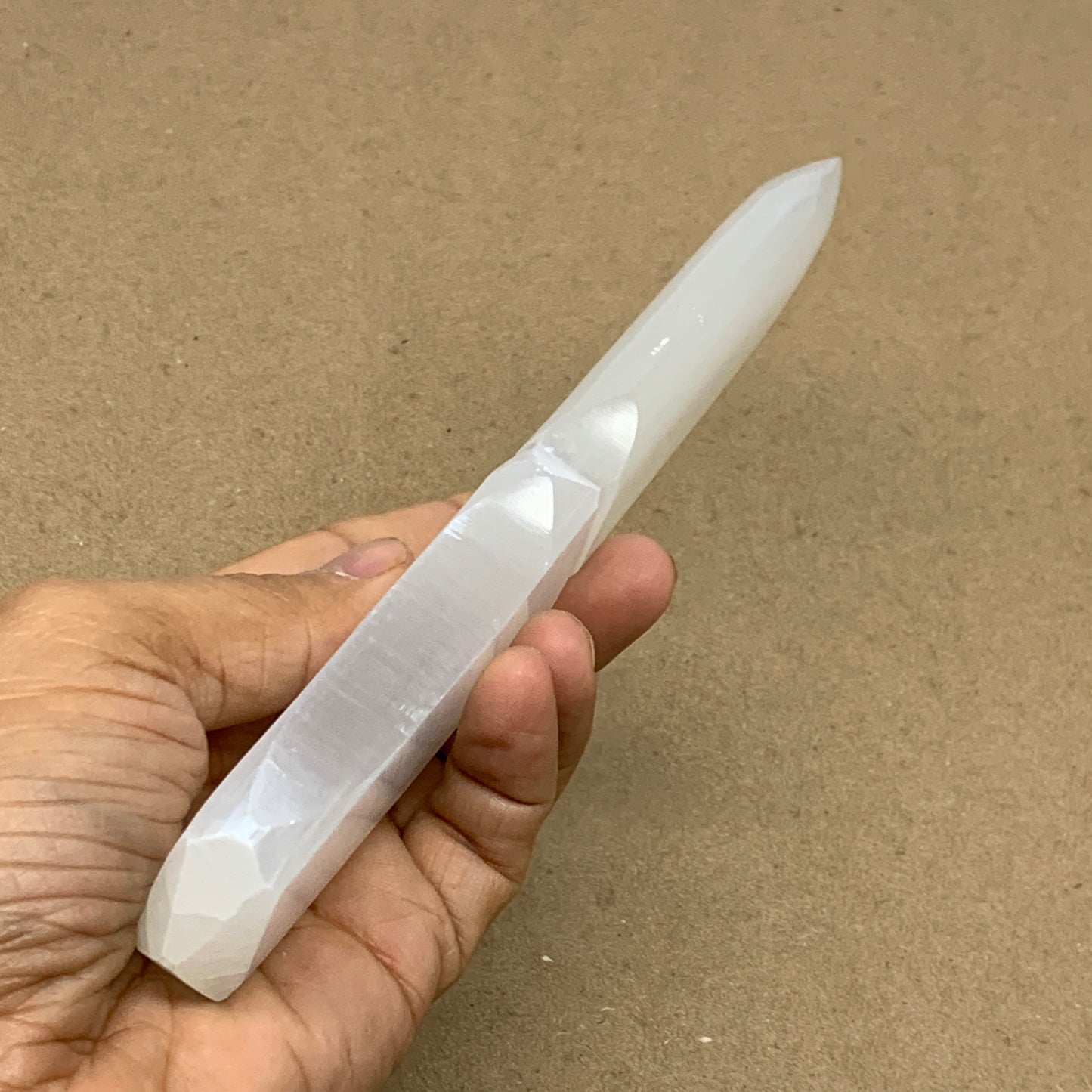 157g, 7.5"x1.3"x0.6", Natural Selenite Crystal Dagger (Satin Spar), B36463