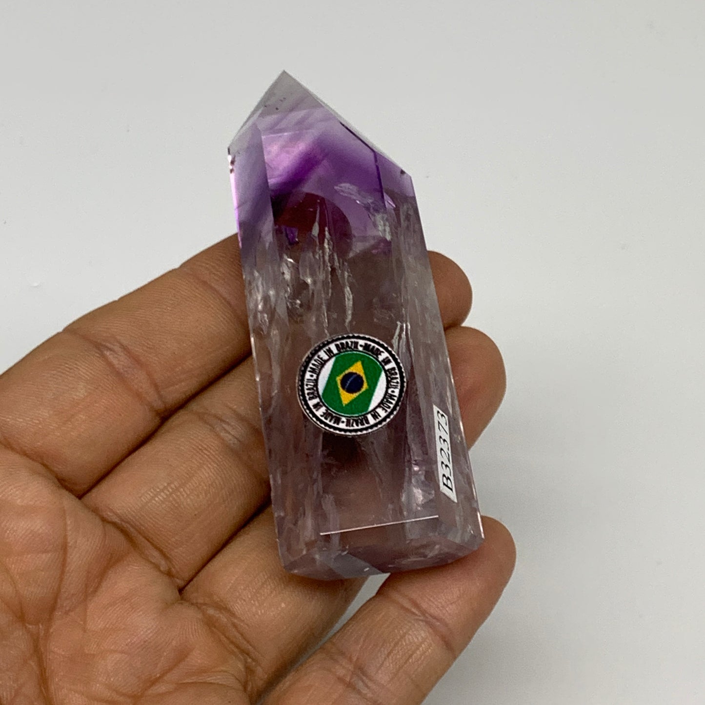 69.3g, 3"x1"x0.7", Natural Amethyst Tower Point Obelisk @Brazil, B32373