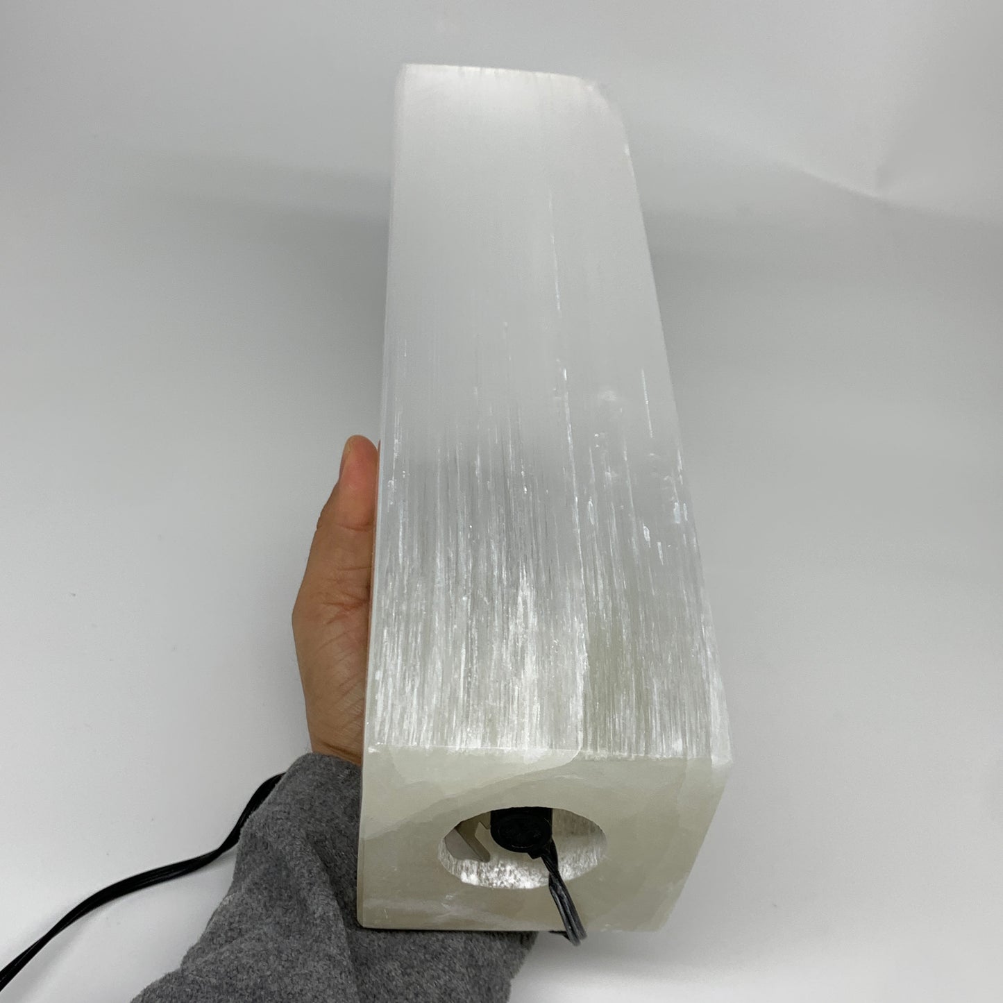 10.4 lbs. 11.5"x3.4", Rectangle Selenite (Satin Spar) Lamp, w/6ft Chord, B35839