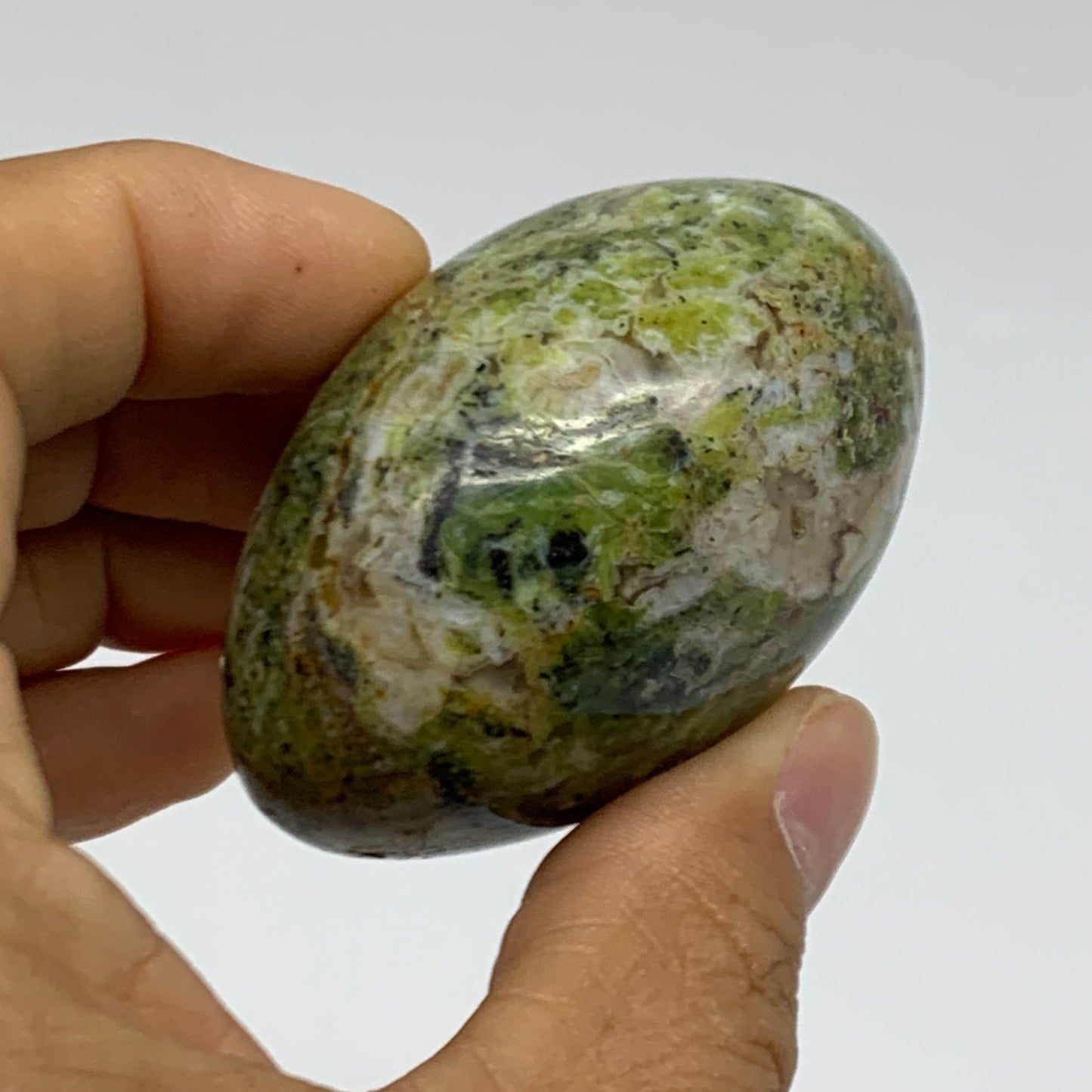 102.4g, 2.2"x1.8"x1.4", Green Opal Crystal PalmStone Polished Reiki, B38258