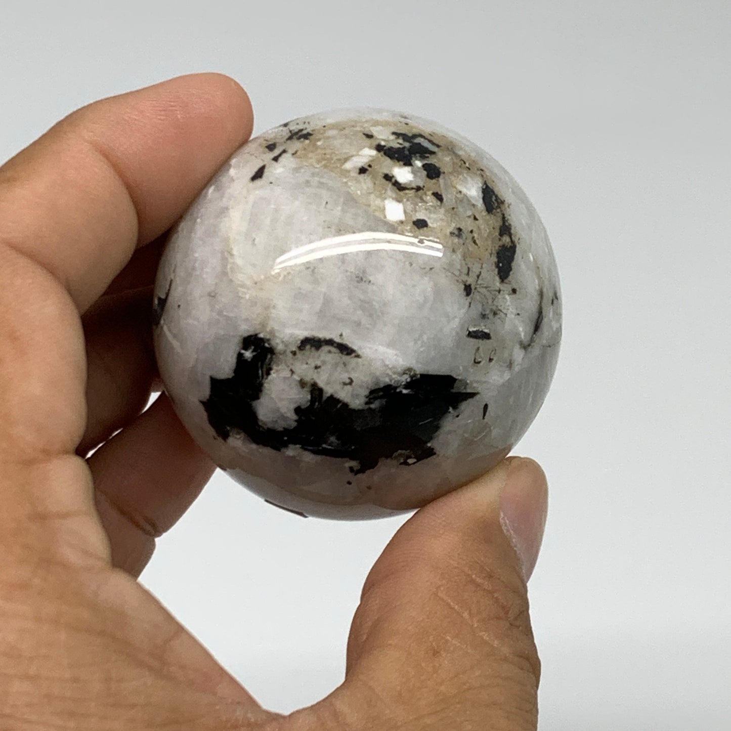 134.8g, 1.8"(46mm), Natural Rainbow Moonstone Sphere Ball Gemstone, B35178