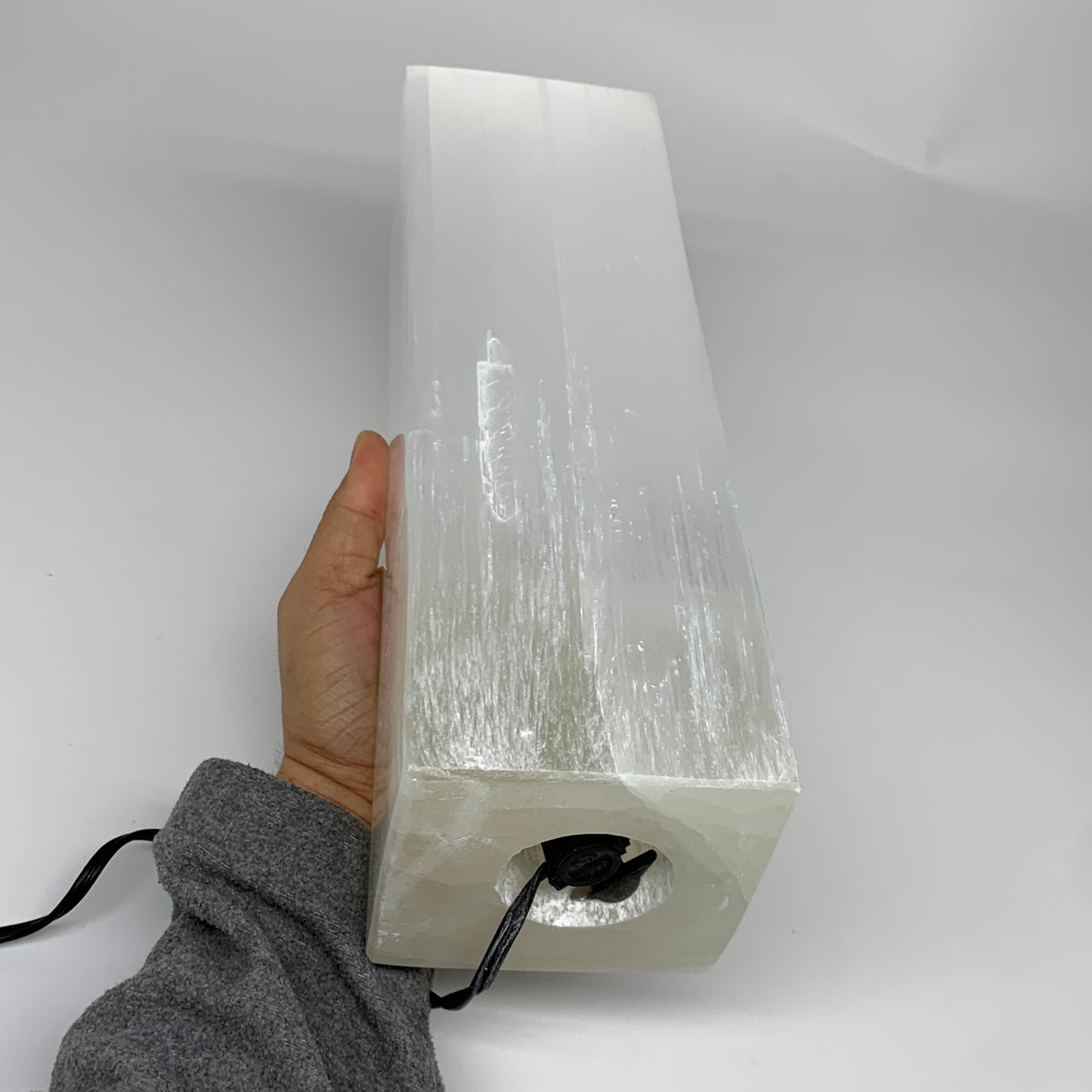 10.4 lbs. 11.5"x3.4", Rectangle Selenite (Satin Spar) Lamp, w/6ft Chord, B35839
