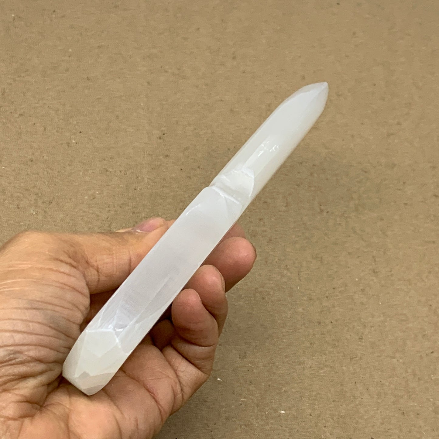 157g, 7.5"x1.3"x0.6", Natural Selenite Crystal Dagger (Satin Spar), B36463