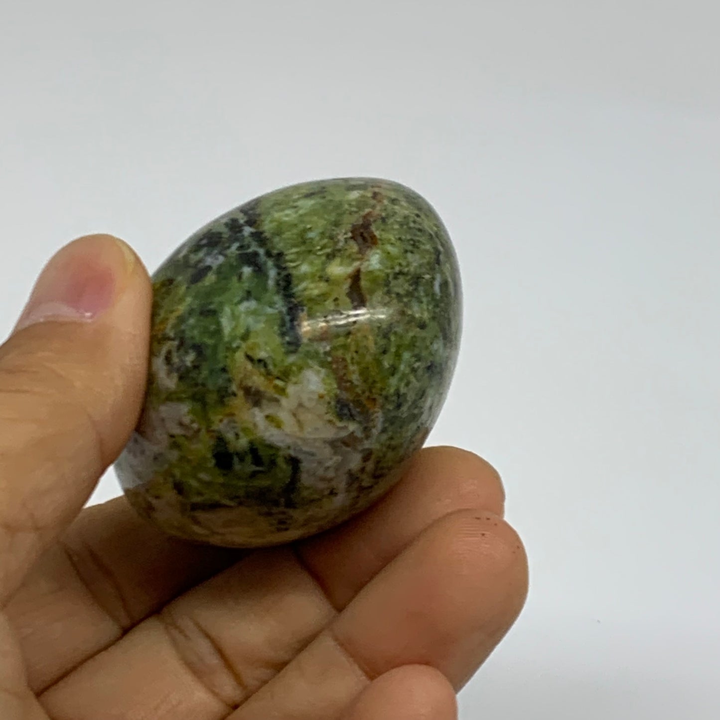102.4g, 2.2"x1.8"x1.4", Green Opal Crystal PalmStone Polished Reiki, B38258