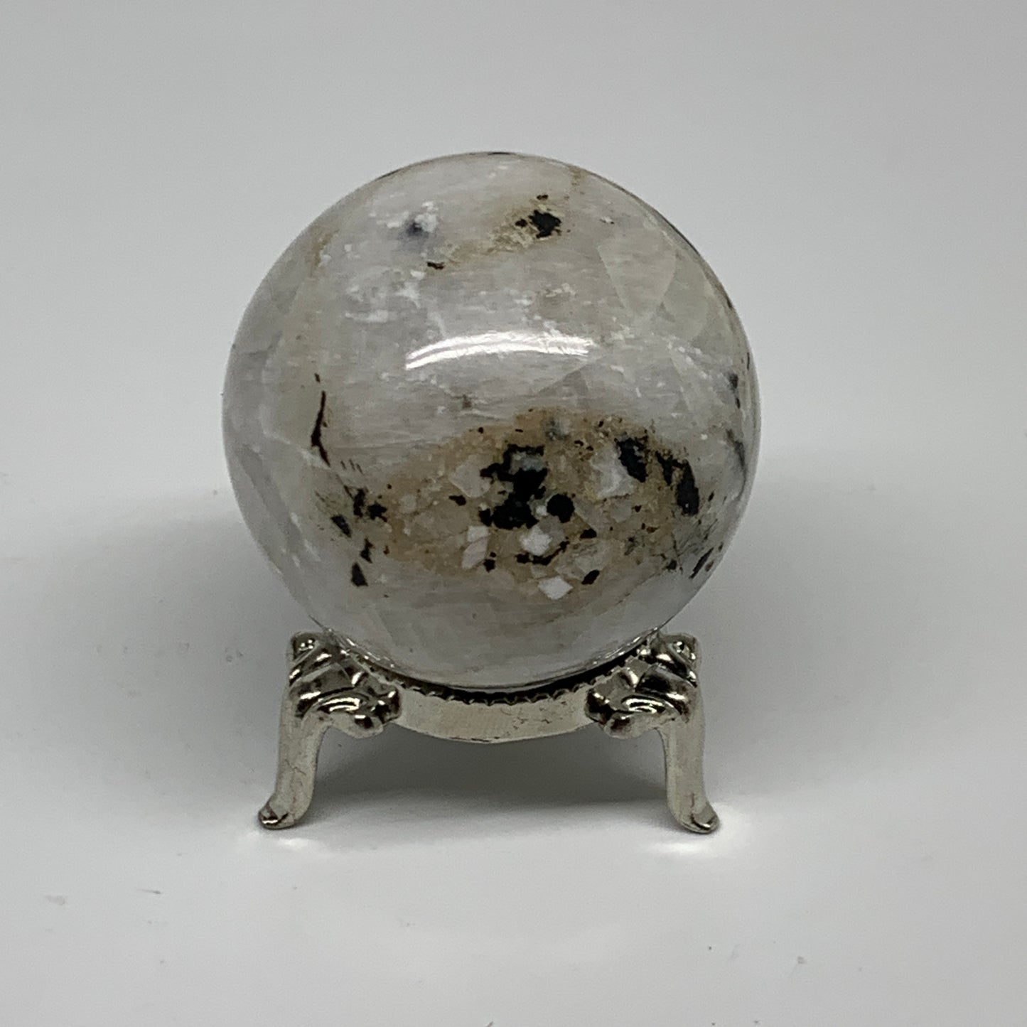 134.8g, 1.8"(46mm), Natural Rainbow Moonstone Sphere Ball Gemstone, B35178