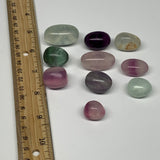 124.7g, 0.7"-1.3", 10pcs, Multi Color Fluorite Crystal Tumbled Stones, B28730