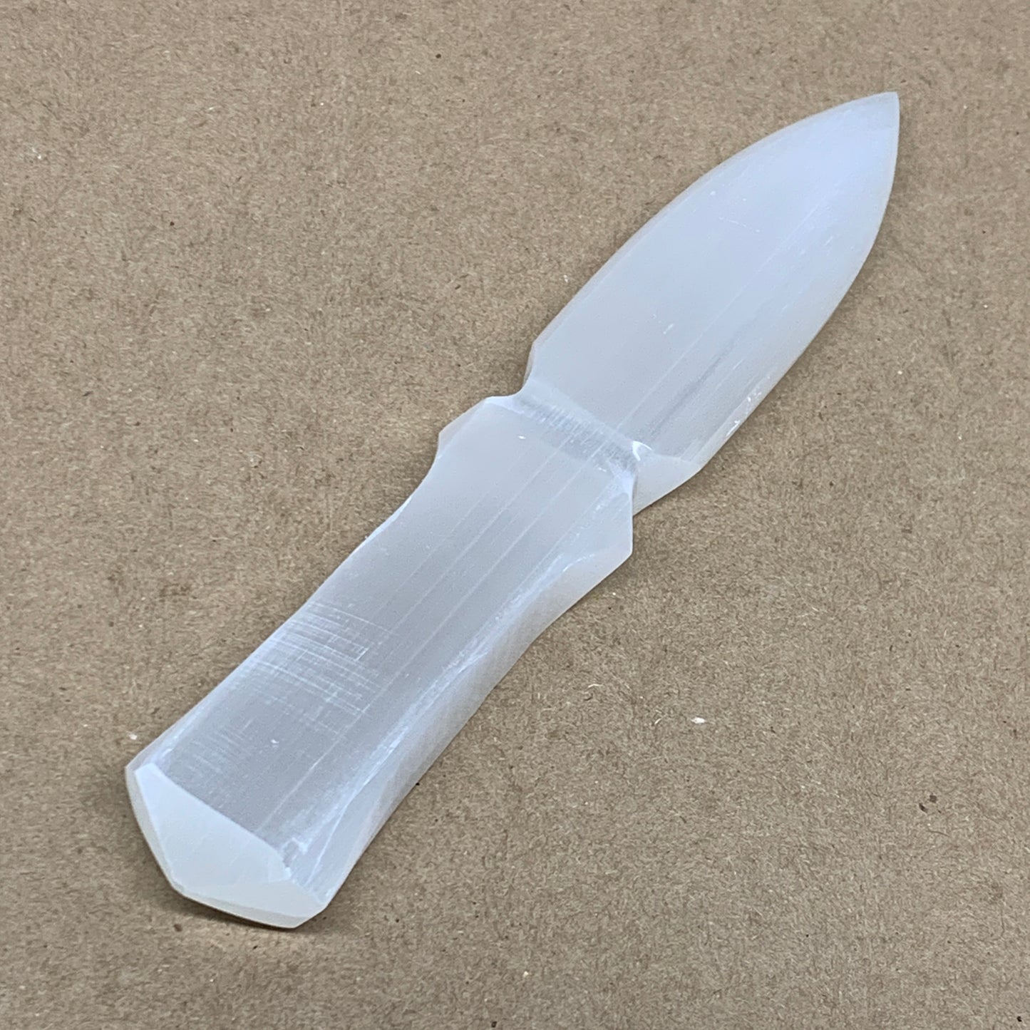 157g, 7.5"x1.3"x0.6", Natural Selenite Crystal Dagger (Satin Spar), B36463