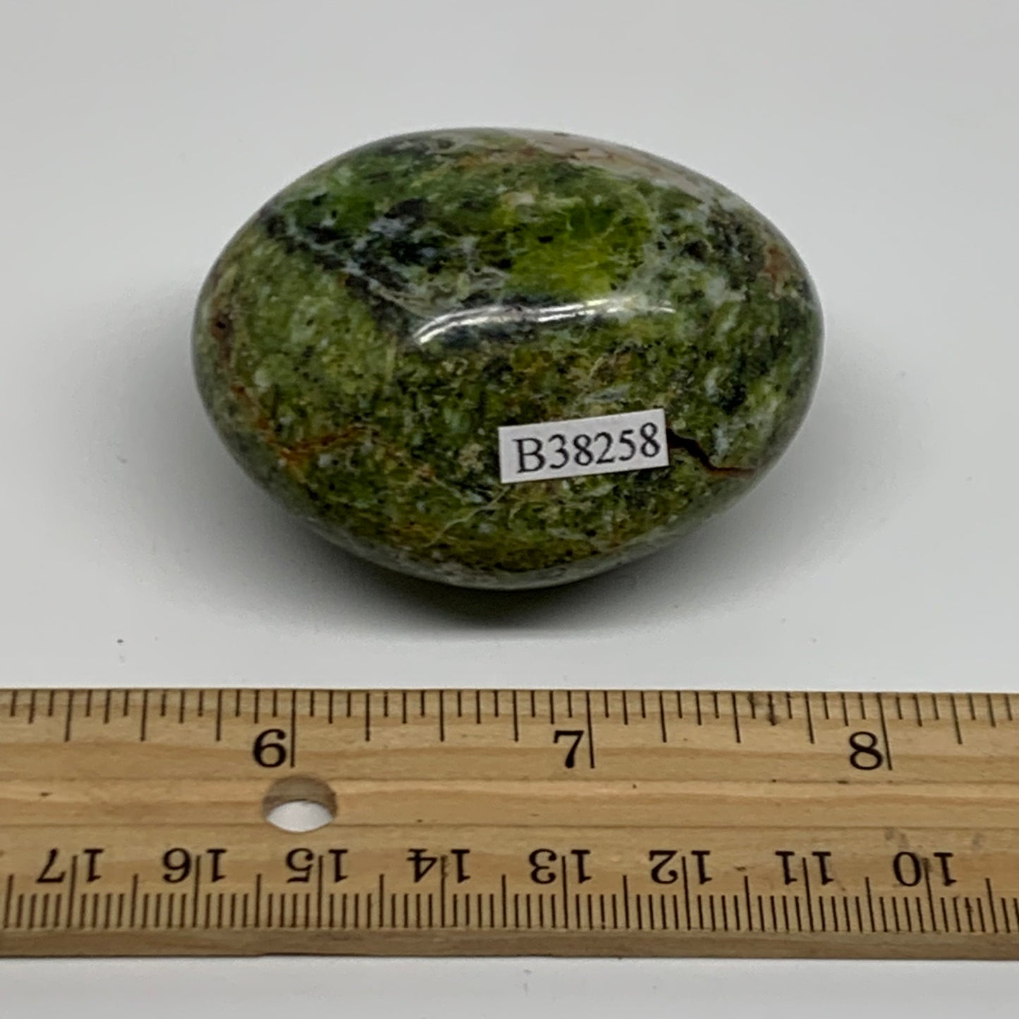 102.4g, 2.2"x1.8"x1.4", Green Opal Crystal PalmStone Polished Reiki, B38258