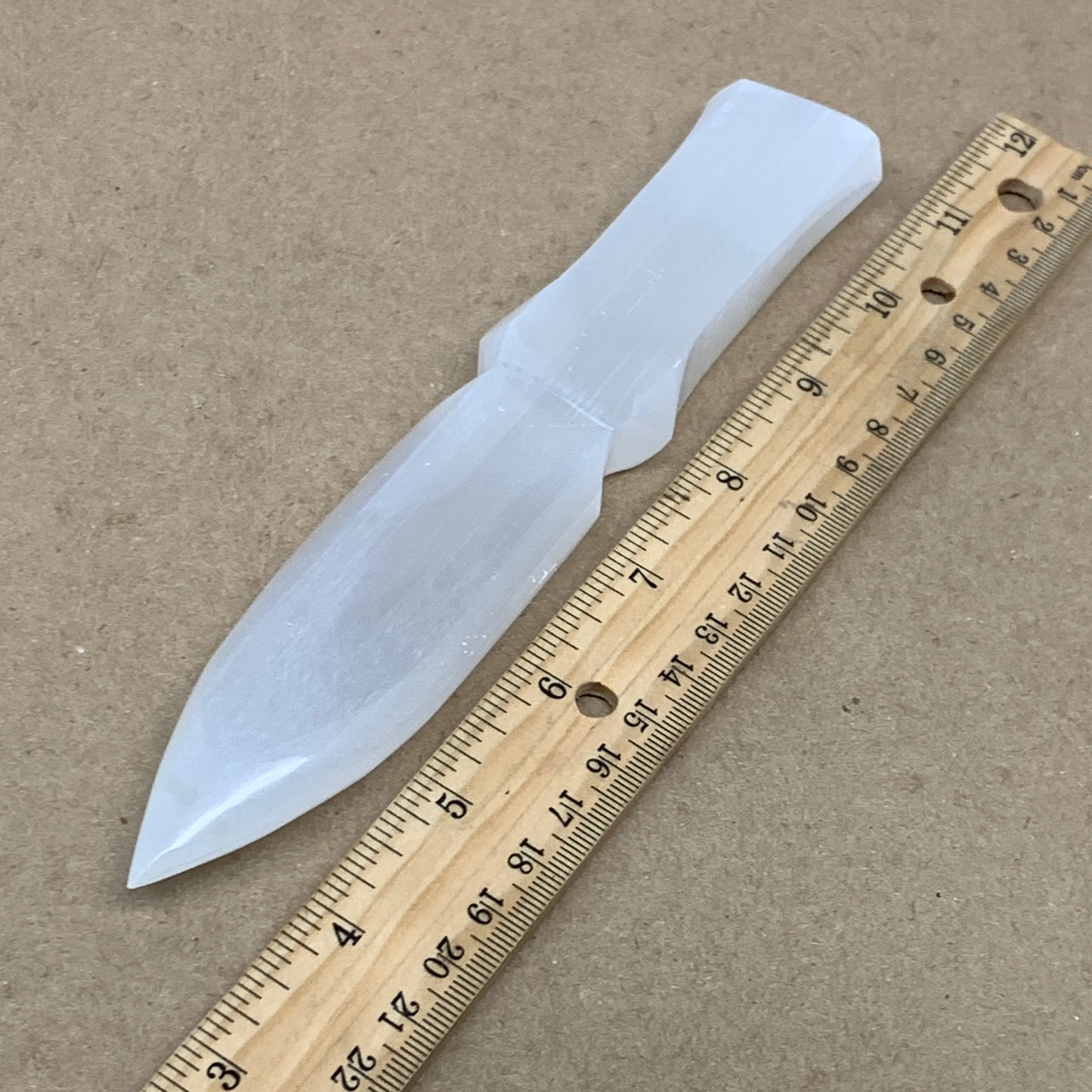 157g, 7.5"x1.3"x0.6", Natural Selenite Crystal Dagger (Satin Spar), B36463