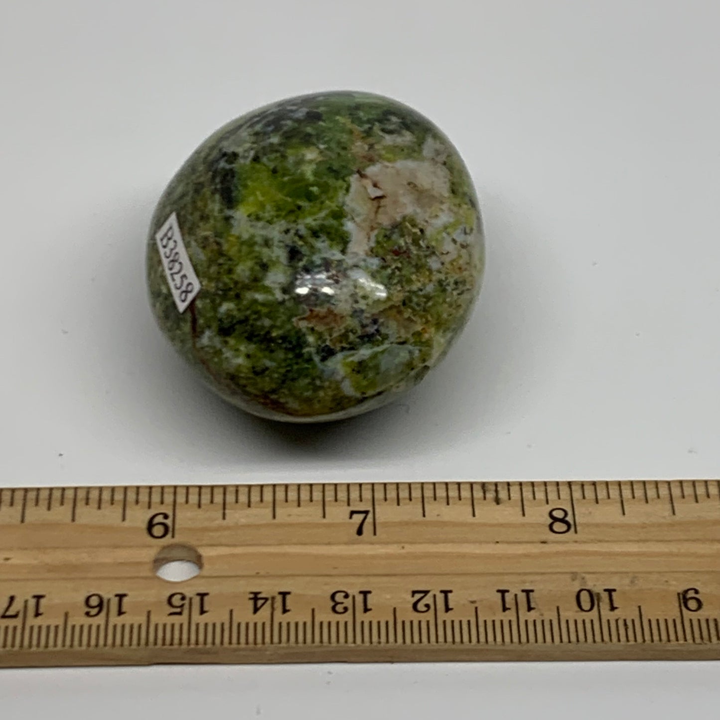102.4g, 2.2"x1.8"x1.4", Green Opal Crystal PalmStone Polished Reiki, B38258