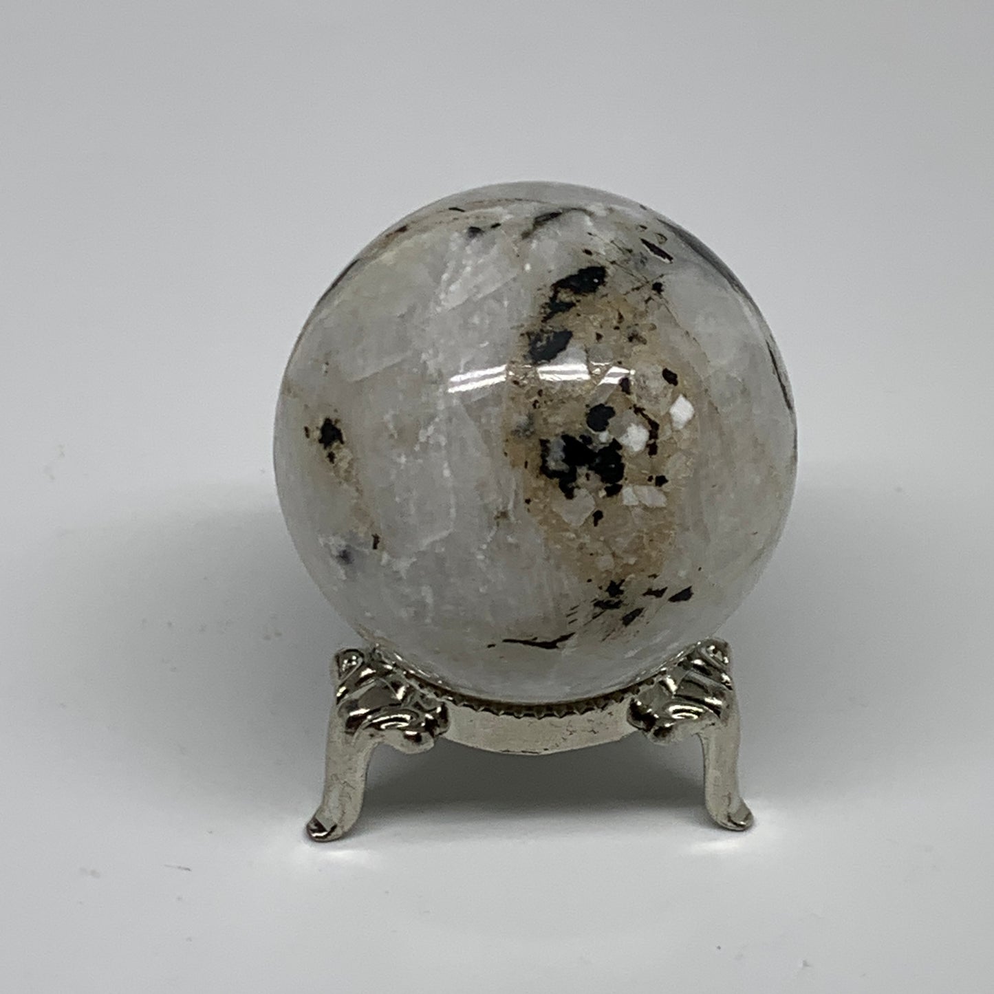 134.8g, 1.8"(46mm), Natural Rainbow Moonstone Sphere Ball Gemstone, B35178