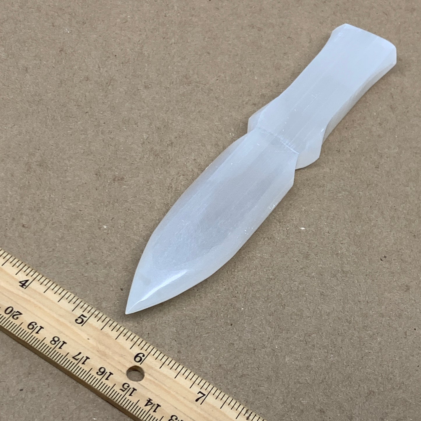 157g, 7.5"x1.3"x0.6", Natural Selenite Crystal Dagger (Satin Spar), B36463