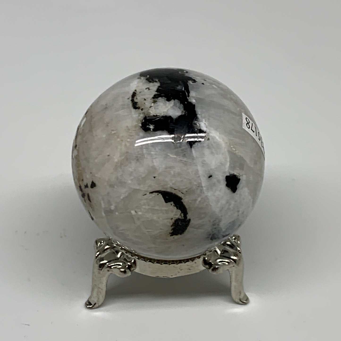 134.8g, 1.8"(46mm), Natural Rainbow Moonstone Sphere Ball Gemstone, B35178