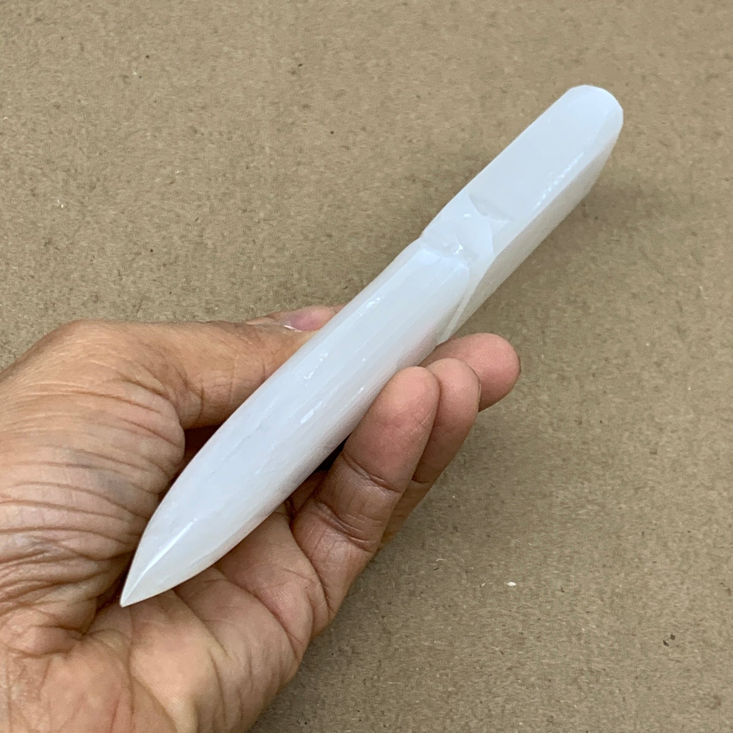 146g, 7.5"x1.3"x0.6", Natural Selenite Crystal Dagger (Satin Spar), B36464