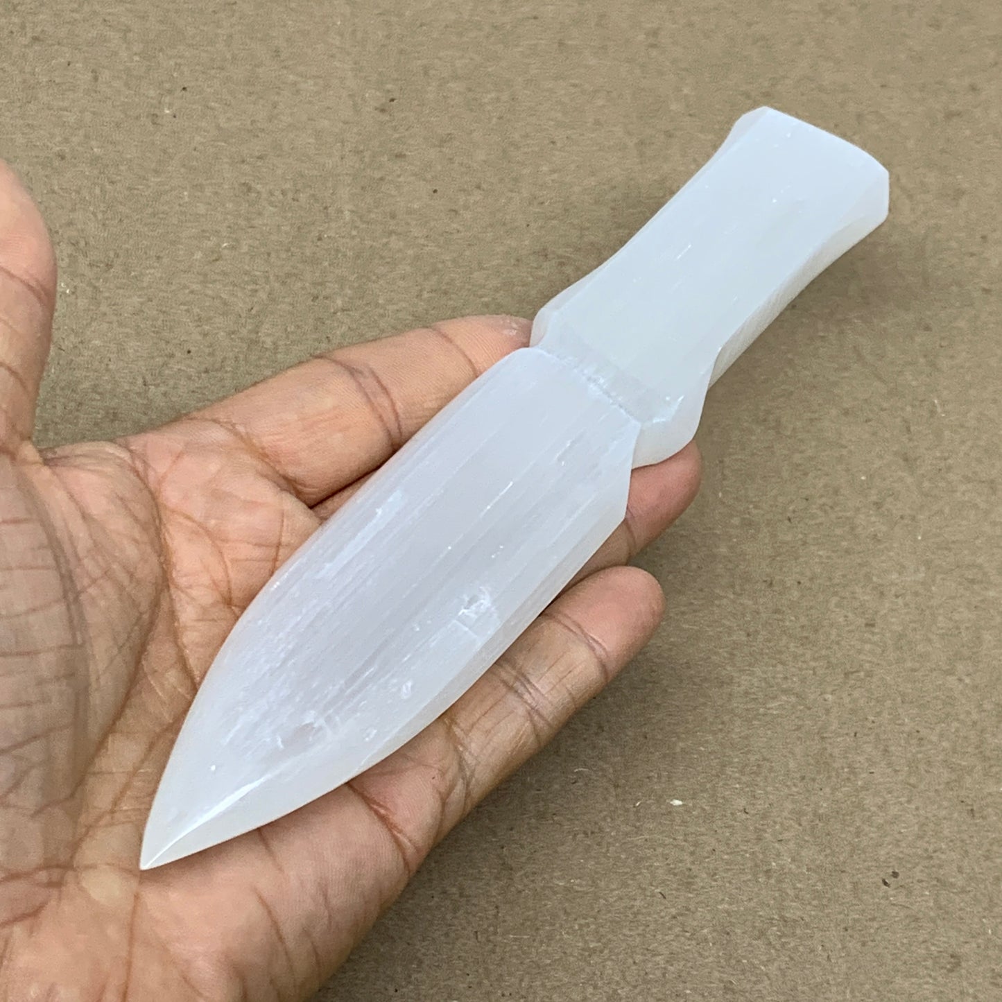 146g, 7.5"x1.3"x0.6", Natural Selenite Crystal Dagger (Satin Spar), B36464