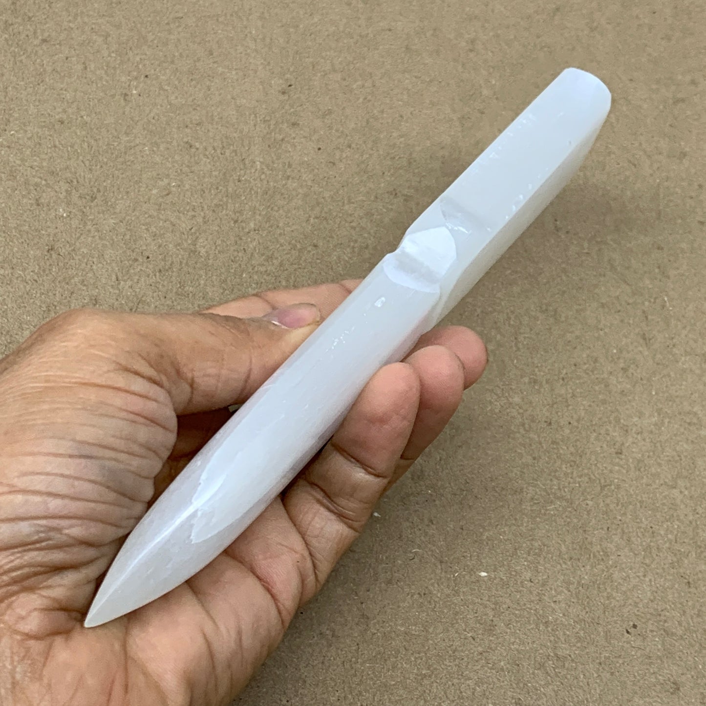 146g, 7.5"x1.3"x0.6", Natural Selenite Crystal Dagger (Satin Spar), B36464