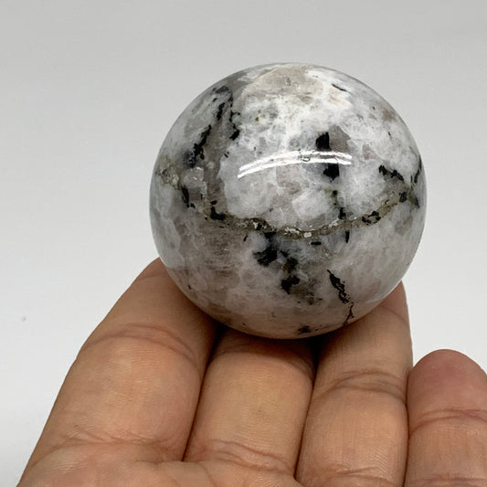 117.4g, 1.7"(43mm), Natural Rainbow Moonstone Sphere Ball Gemstone, B35179