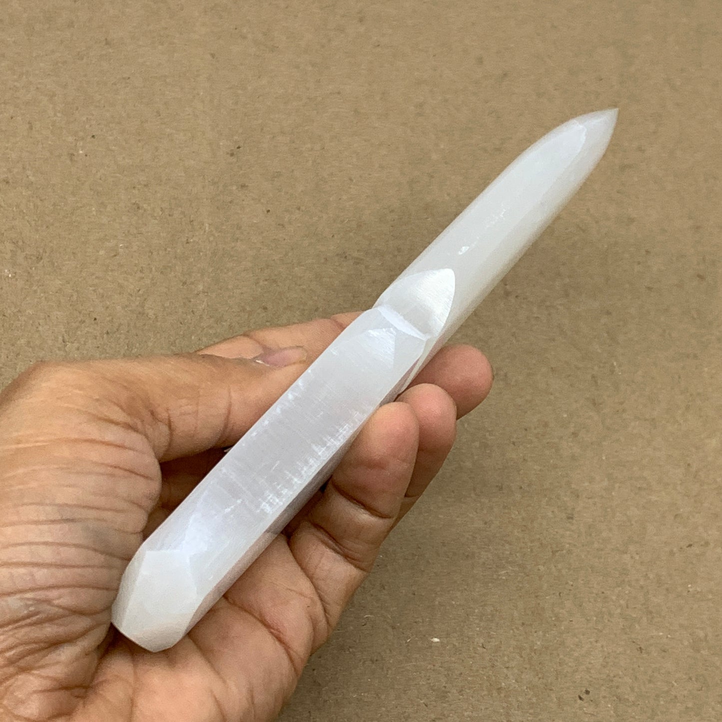 146g, 7.5"x1.3"x0.6", Natural Selenite Crystal Dagger (Satin Spar), B36464