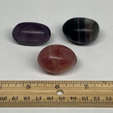 112.9g, 1.4"-1.5", 3pcs, Multi Color Fluorite Crystal Tumbled Stones, B28731